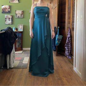 Teal formal strapless dress